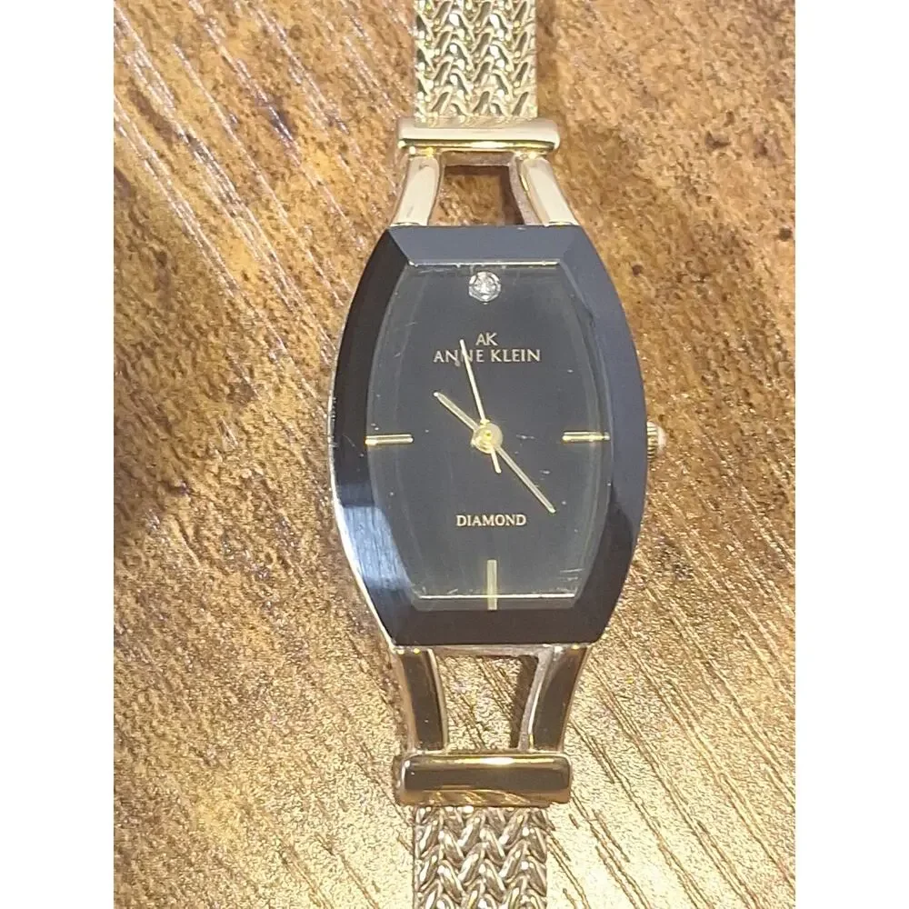 Vintage Anne Klein Ladies Quartz Watch Lot Diamond Accent Gold Tone